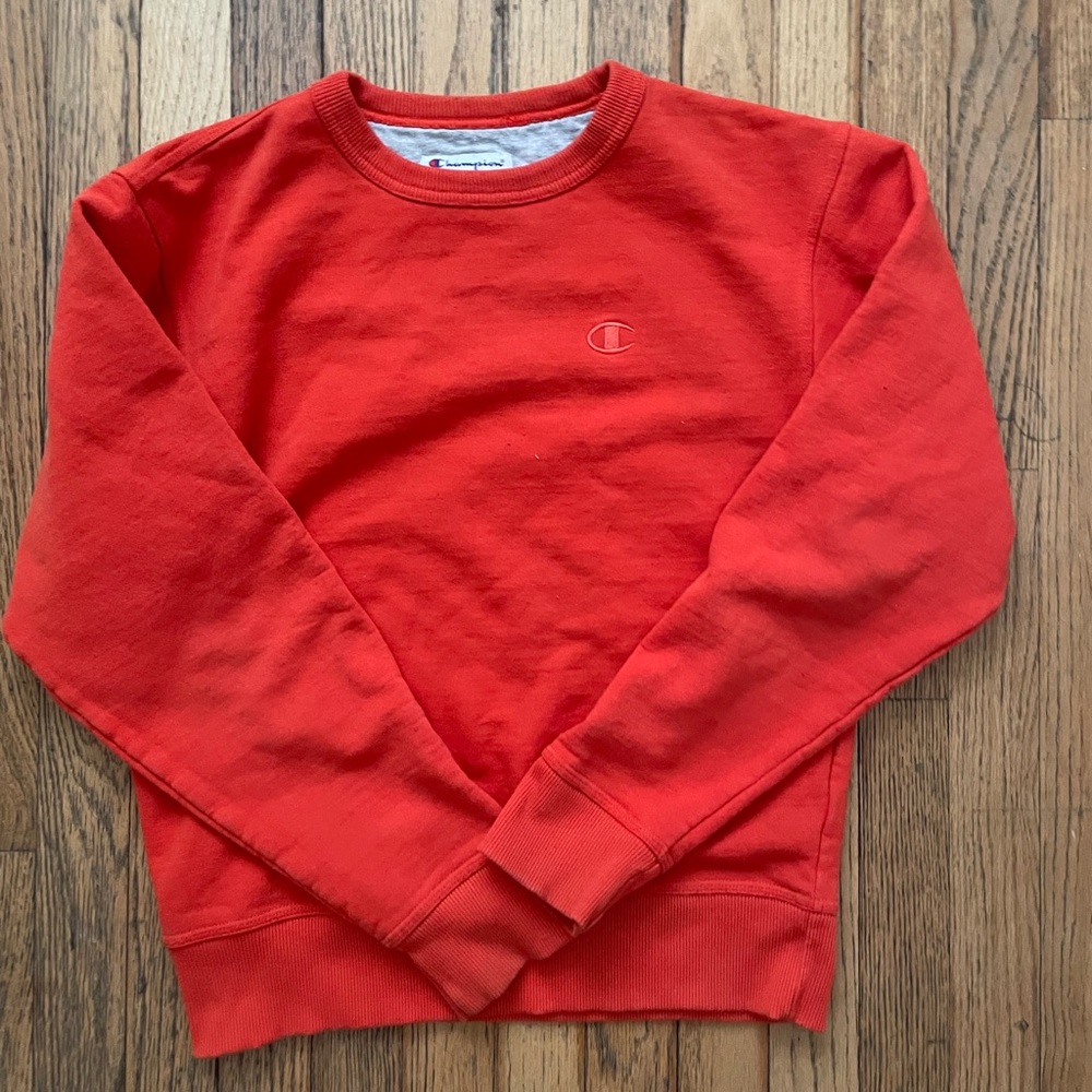 Neon orange CHAMPION sweatshirt, size S mens